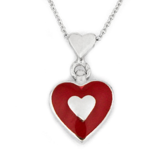 Mineli Gümüş Kalp Kolye